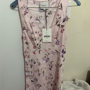 Reformation Pink Floral V-Neck Dress Mini